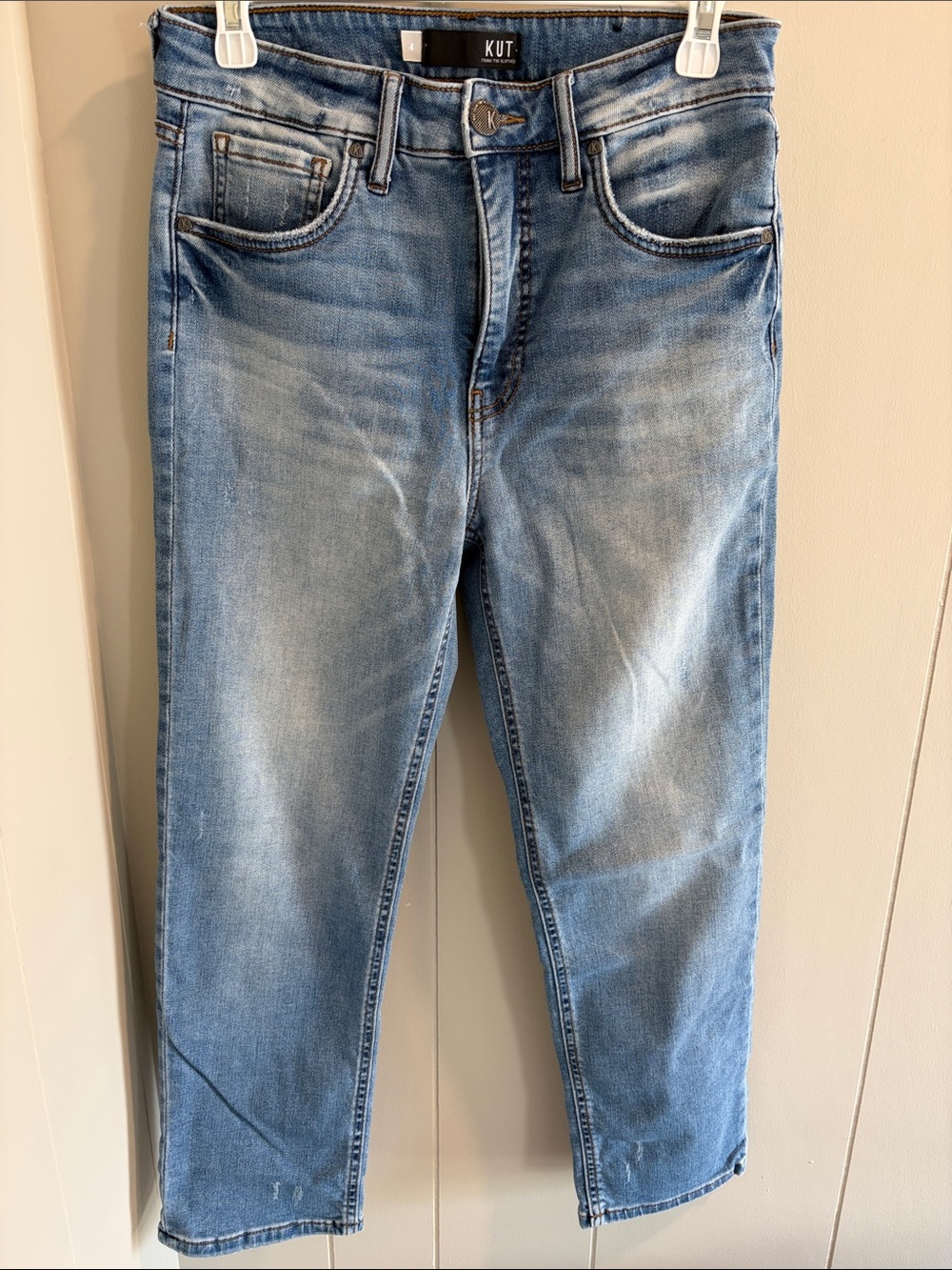 KUT high rise Elizabeth fab ab crop straight leg